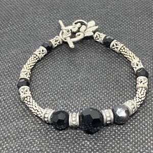 Handmade Sterling Silver & Black Swarovski Crystal Bracelet.